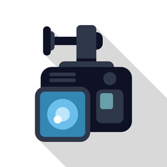 Action camera is recording, with an external microphone attached, ready for adventure