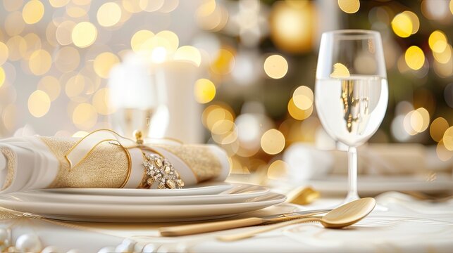 A beautifully set outdoor dining table with floral centerpieces under a clear sky, ready for guests in a serene, picturesque setting