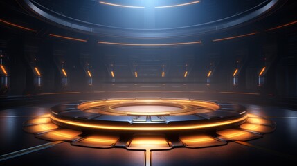 Futuristic Stage With Neon Lights