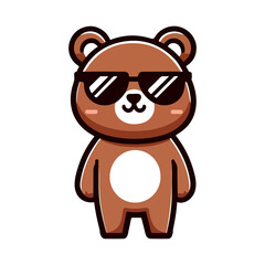 Obraz premium cute bear wearing sunglasses icon character