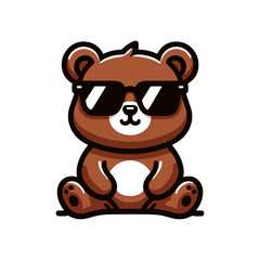 Fototapeta premium cute bear wearing sunglasses icon character