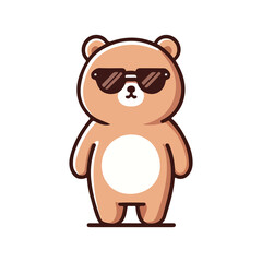 Naklejka premium cute bear wearing sunglasses icon character