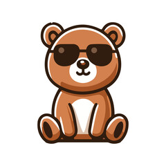 Obraz premium cute bear wearing sunglasses icon character