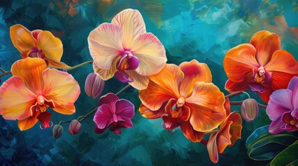 Naklejka na ściany i meble Vibrant orchids