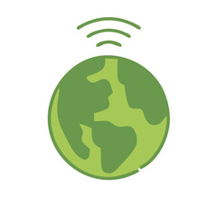 Minimalistic vector icon dedicated to ecology in green shades featuring an Earth symbol with clean and straight lines. Ideal for eco-conscious projects, environmental conservation campaigns