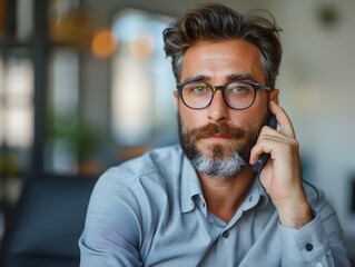 Confident Business Leader Making a Phone Call from Their Office