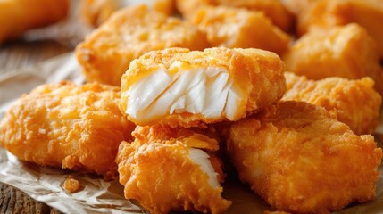 Fish Nuggets. Delicious Crispy Fried Snack Food with Fast Food Concept