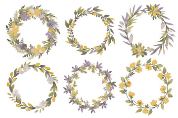 Minimalistic Flowers Wreaths Vector Set