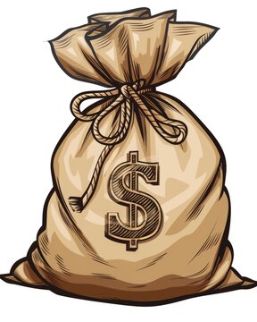 Money Bag Clipart. Dollar Currency Signs Symbol for Business Finance Icon