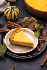 Traditional autumn American pumpkin pie