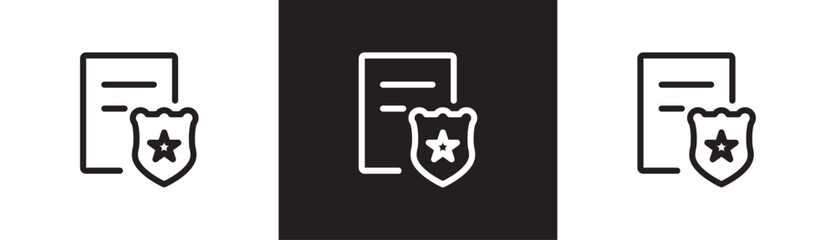 Police report linear icon. Filled penalty icon, violation letter, warning, vector illustration of penalty, outline and stroke style in black and transparent white background.