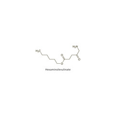 Hexaminolevulinate flat skeletal molecular structure photosensitizer drug used in skin cancer treatment. Vector illustration scientific diagram.