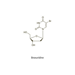 Broxuridine flat skeletal molecular structure Antineoplastic drug used in cancer treatment. Vector illustration scientific diagram.