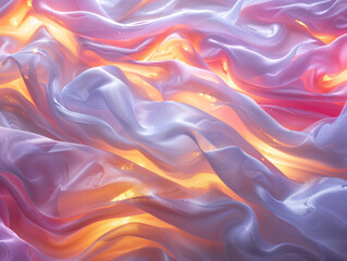 Obraz premium Beautiful drapery background. Flowy Iridescent Holographic Texture. 