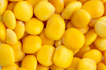 Bunch of piled yellow ripe lupines