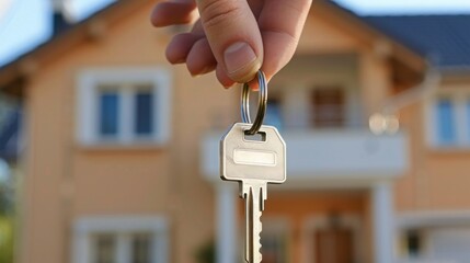 House Key with Blurred House Background