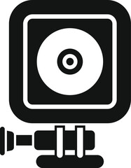 Black glyph icon of a small action camera recording extreme sports