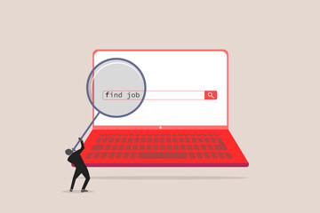 Hiring or recruitment website banner vector template with businessman and businesswoman . Job vacancy advertisement