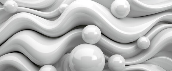 Abstract Composition With Elements Of White Material , 3D , High Definition