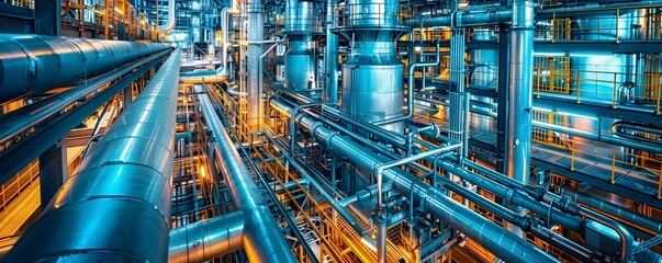 Towering Chemical Production Plant with Complex Piping and Distillation Columns