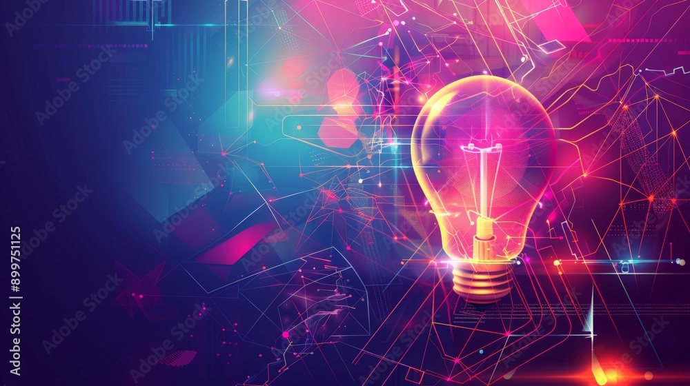 Poster abstract light bulbs with vibrant background representing ideas and innovation. artistic concept of 
