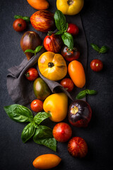 Assortment of different color tomatoes