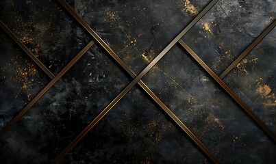 Black background with grunge texture, intersected by sleek, shining golden lines