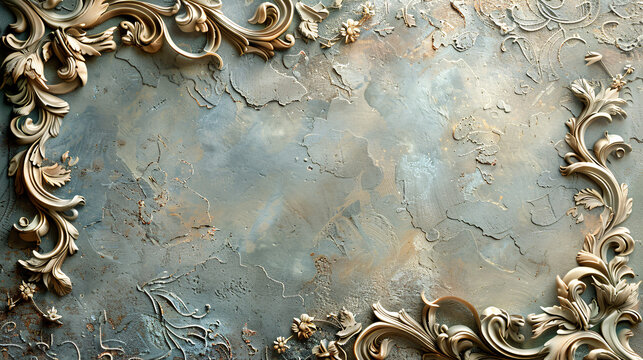 Classic Elegance: Intricate Ornate Scrollwork Design with Clean Space for Text/Graphics