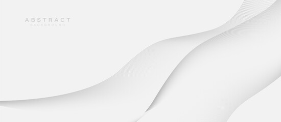 Abstract white clean background with black geometric wavy lines. Futuristic digital high-technology pattern is horizontal. Vector illustration