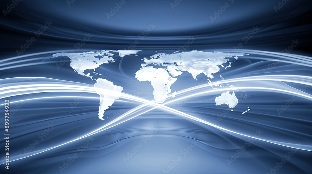 Poster a digital representation of global connectivity featuring a network of data points and lines over a 