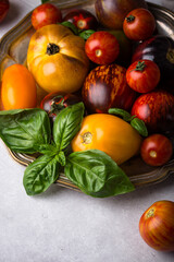 Assortment of different color tomatoes