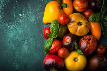 Assortment of different color tomatoes