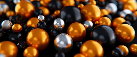 Abstract Luxury Background 3D Gold And Black Rings With Particles , 3D , High Definition