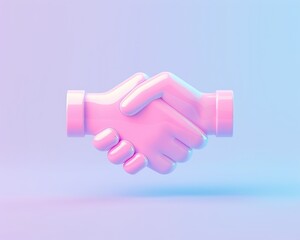 Minimal 3D Handshake Icon Representing Business Partnership and Trust Concept - 3D Rendering of Professional Relationship Symbol