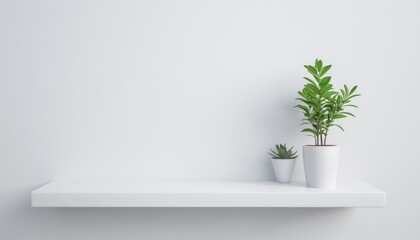 Minimalist White Shelf with Cozy Ambient Lighting for Clean and Modern Product Displays