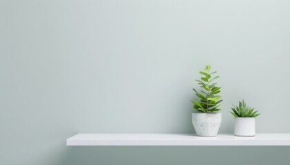Minimalistic White Shelf with Soft Ambient Lighting for Modern Product Display