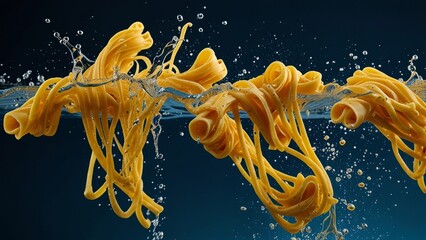 Fresh Pasta in Water Splash