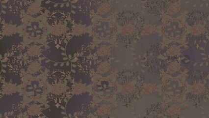 baroque floral seamless pattern in gold over colors
