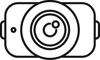 Line icon of an action camera showing its big powerful lens