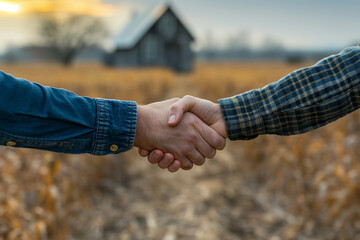 handshake against the backdrop of a country house for sale