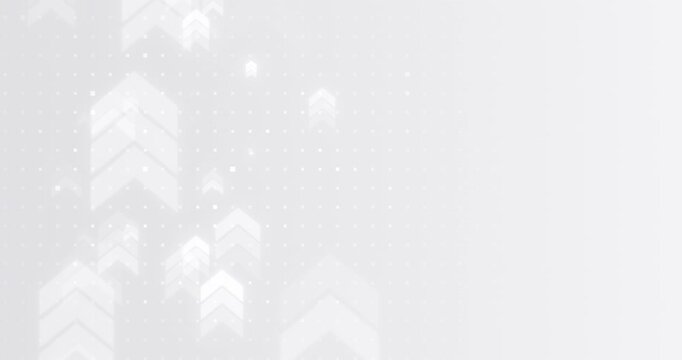 4k Grey white c business animated arrows in left corner background. Gradient graphs with light squares coins. Abstract cryptocurrency frame. Elegant office animation. Circular seamless looped design