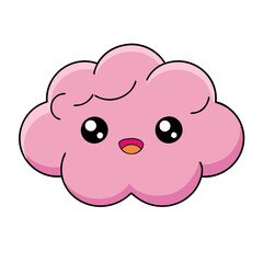 Fototapeta premium Delightful kawaii pink cloud character floating joyfully