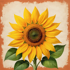Vibrant Sunflower with Green Leaves