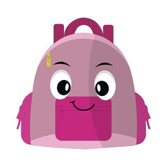 Backpack mascot cartoon Back to school and have fun. Character doodle illustration of walking school bag character design of a school bag