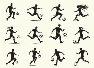 Soccer player Silhouette Vector Illustration