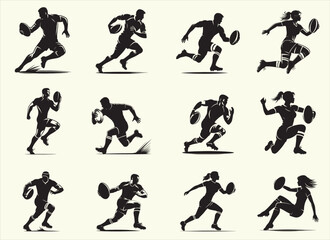 Rugby Player Silhouette Vector Illustration