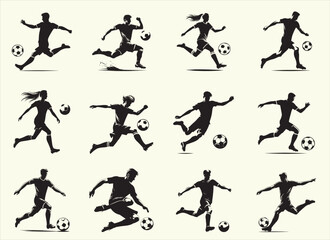 Soccer player Silhouette Vector Illustration