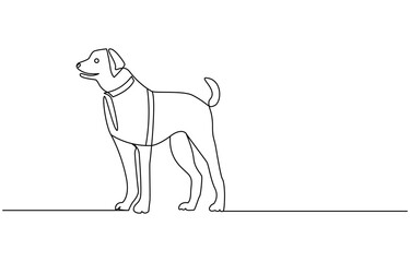 continuous line drawing cute dog, Continuous one line drawing of a dog. Dog one line drawing minimalist style