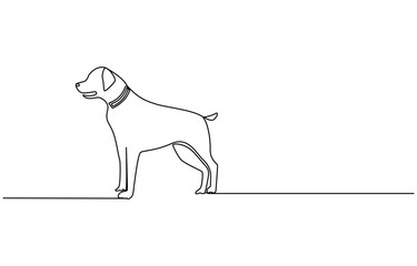continuous line drawing cute dog, Continuous one line drawing of a dog. Dog one line drawing minimalist style