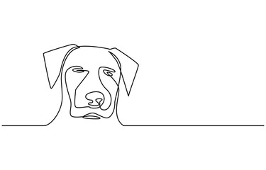continuous line drawing cute dog, Continuous one line drawing of a dog. Dog one line drawing minimalist style